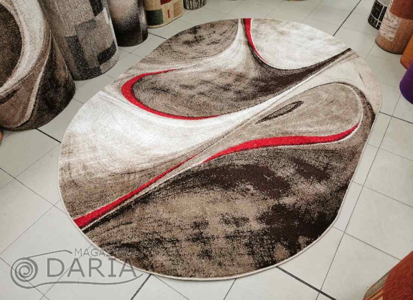 Covor MAGNOLIA 097 d.beige/red oval