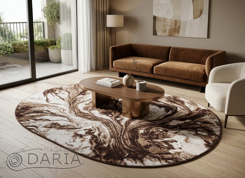 Covor tip mochetă ERIKA 8033 brown oval