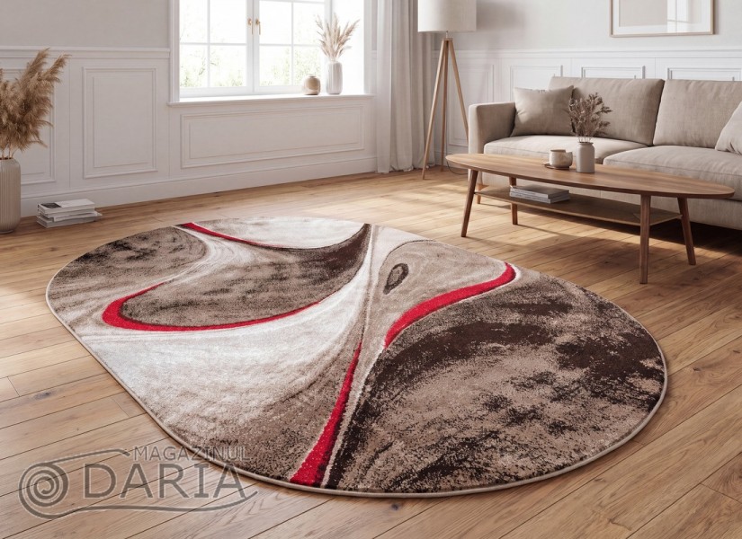 Covor MAGNOLIA 097 d.beige/red oval