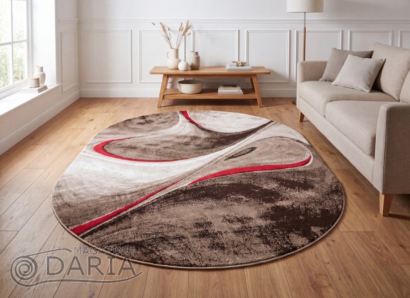 Covor MAGNOLIA 097 d.beige/red oval