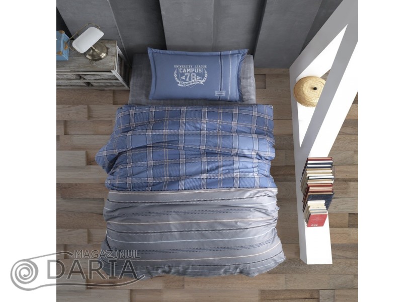 Lenjerie de pat ranforce Campus blue