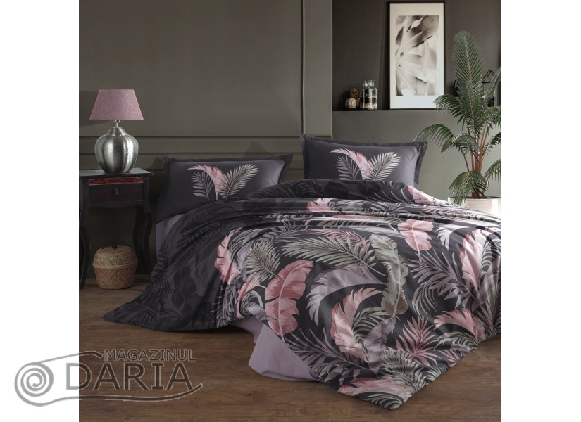 Lenjerie de pat ranforce Hena anthracite