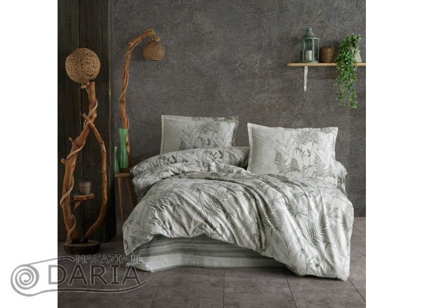 Lenjerie de pat ranforce Tuva green