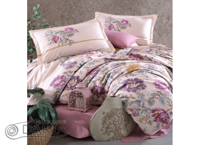 Lenjerie de pat ranforce Mirante pink