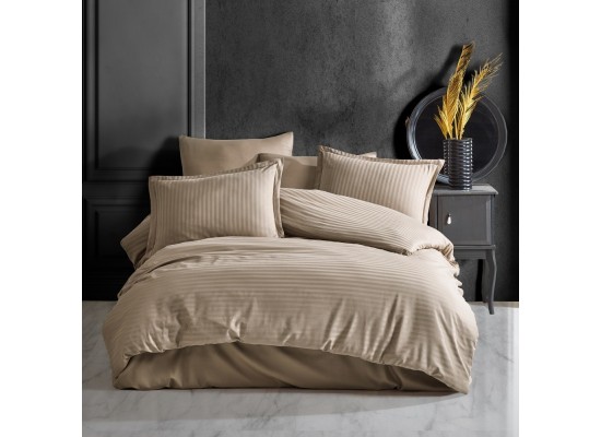 Lenjerie de pat Satin Stripe light brown/acik kahve