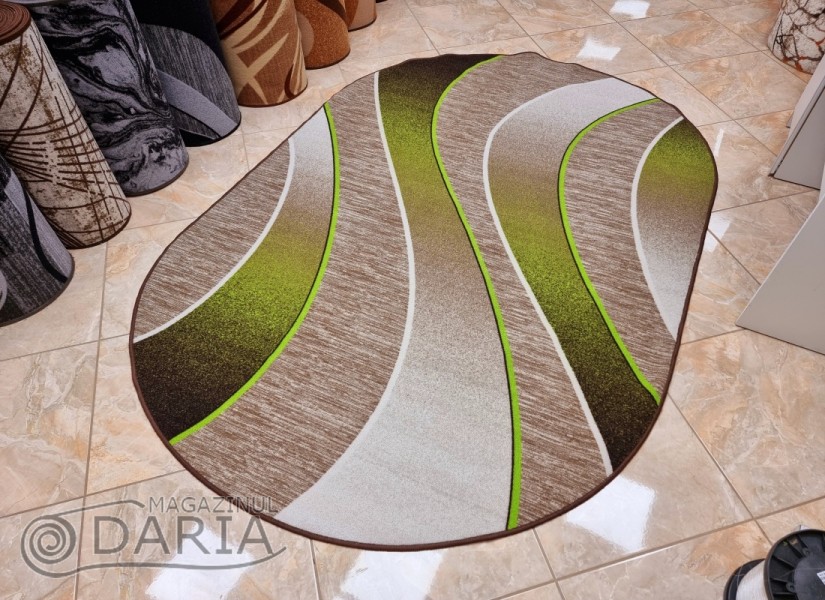 Covor tip mochetă ERIKA 8012 beige/green oval