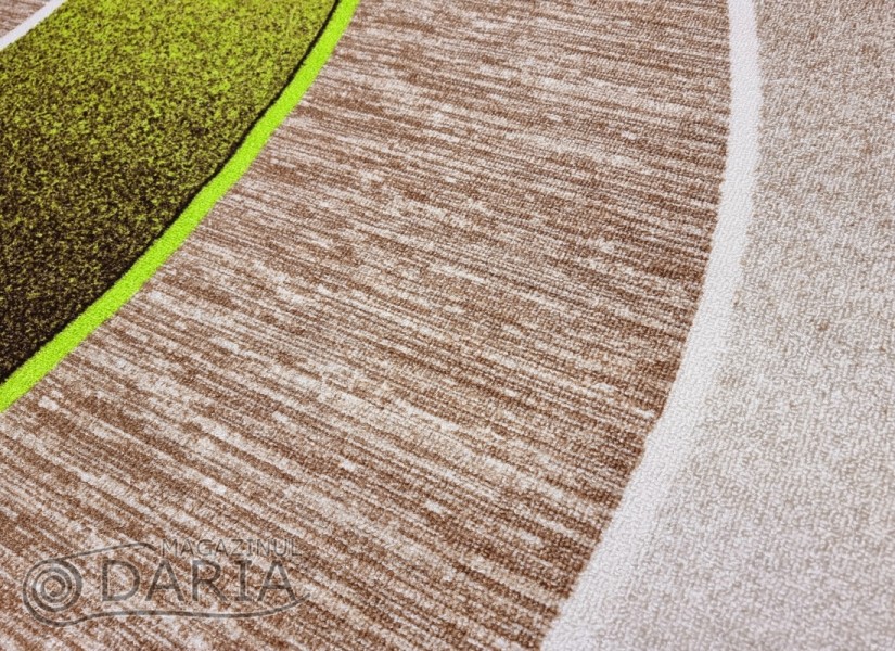 Covor tip mochetă ERIKA 8012 beige/green oval