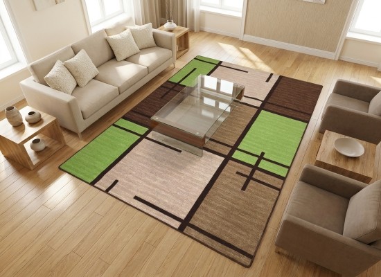 Covor tip mochetă ERIKA 8010 beige/green