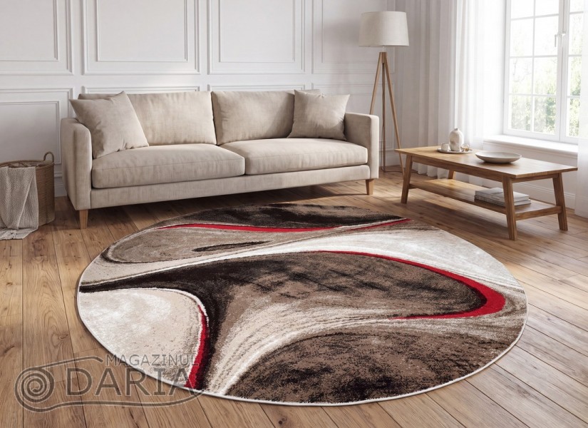 Covor MAGNOLIA 097 d.beige/red rotund