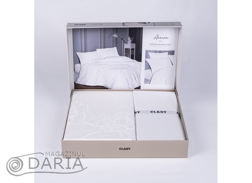 Lenjerie de pat ranforce Arnor white