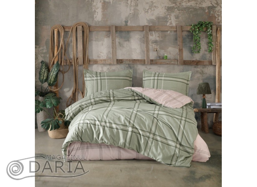 Lenjerie de pat ranforce Capela green