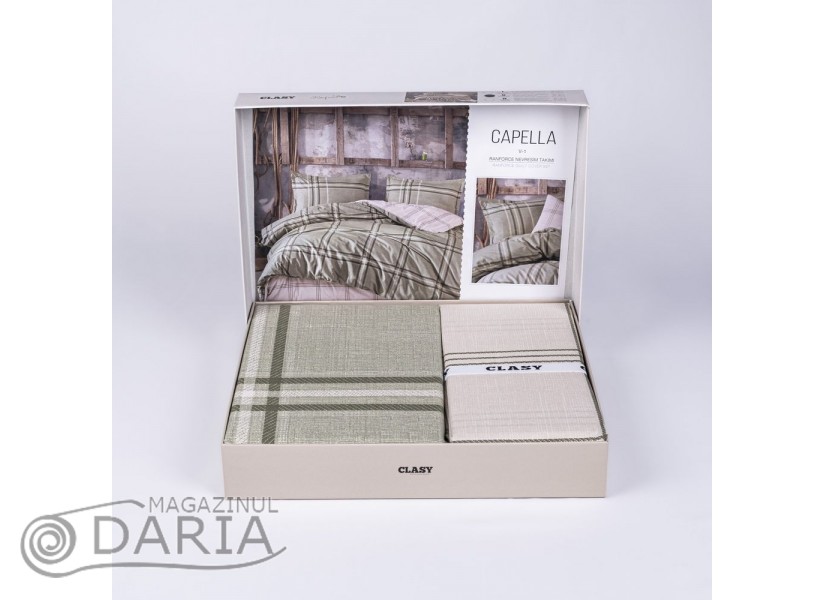Lenjerie de pat ranforce Capela green