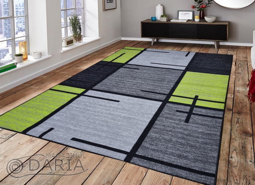 Covor tip mochetă ERIKA 8010 grey/green