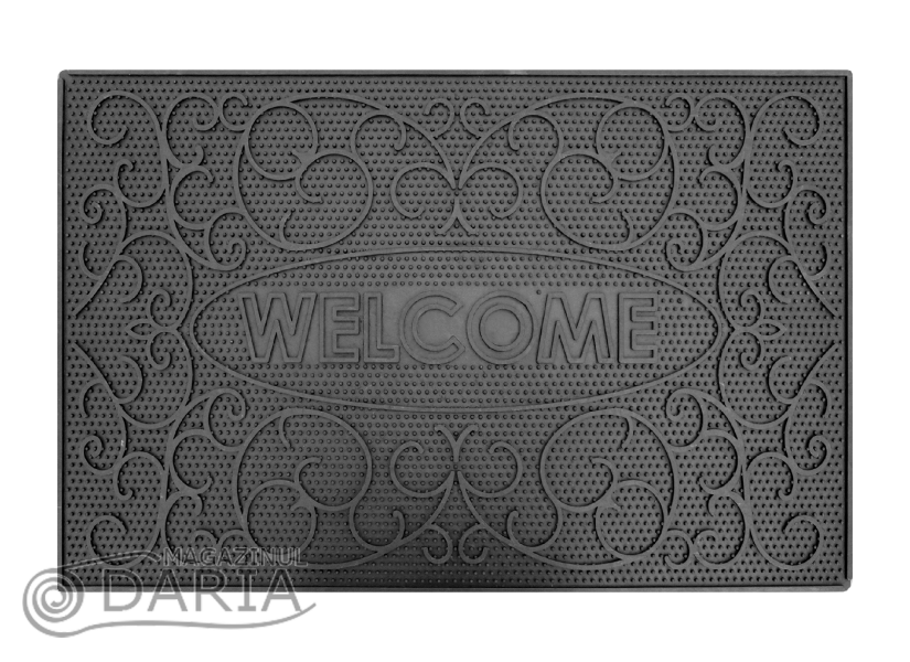 Covoras intrare Welcome stil negru
