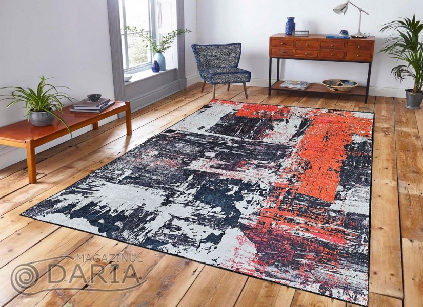 Covor tip mochetă REGAL 7011 grey/orange