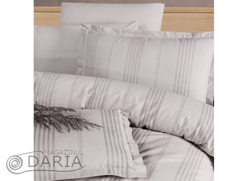 Ediție limitată set de pat Arakis light grey V6 din 100% bumbac ranforce