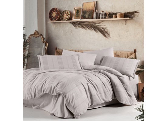 Ediție limitată set de pat Arakis light grey V6 din 100% bumbac ranforce
