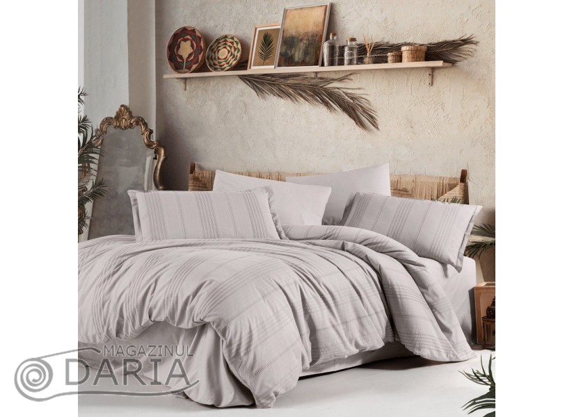 Ediție limitată set de pat Arakis light grey V6 din 100% bumbac ranforce