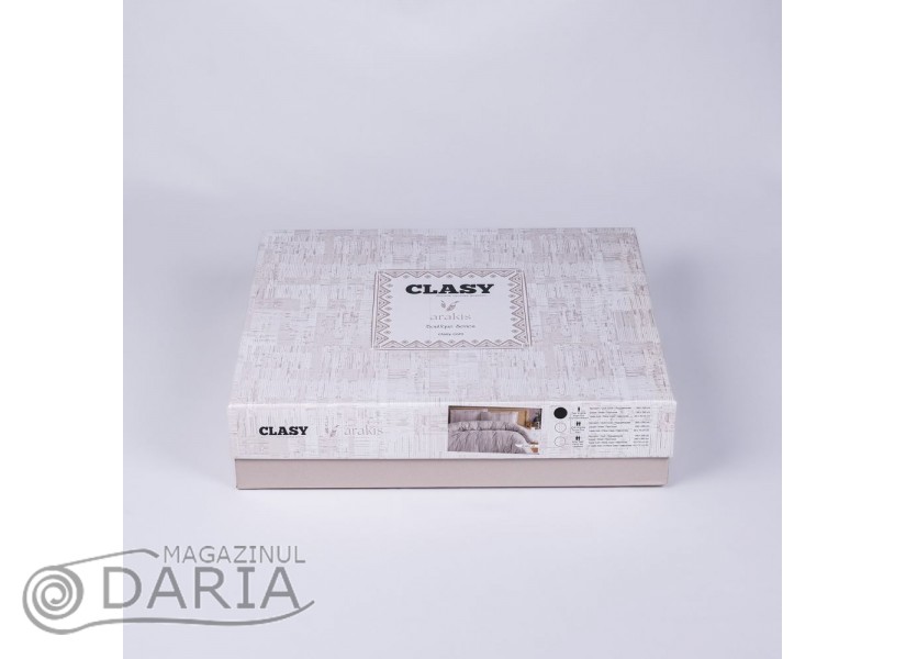 Ediție limitată set de pat Arakis light grey V6 din 100% bumbac ranforce