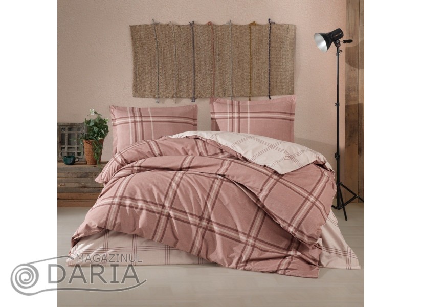 Lenjerie de pat ranforce Capela brown