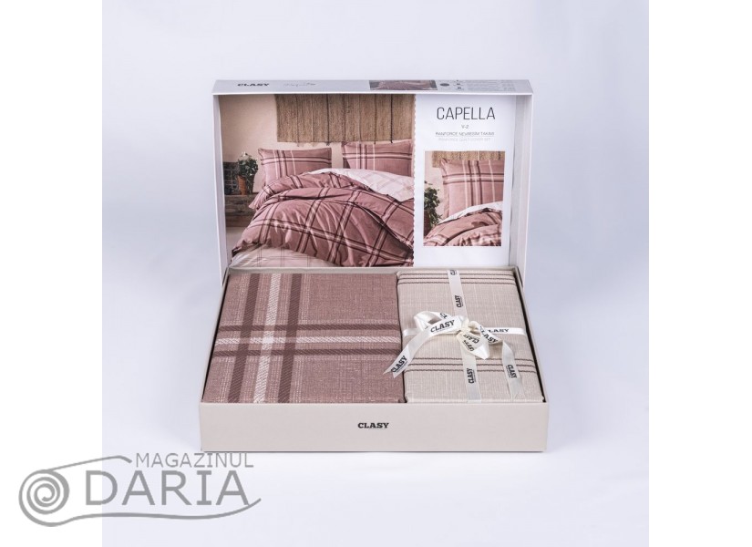 Lenjerie de pat ranforce Capela brown