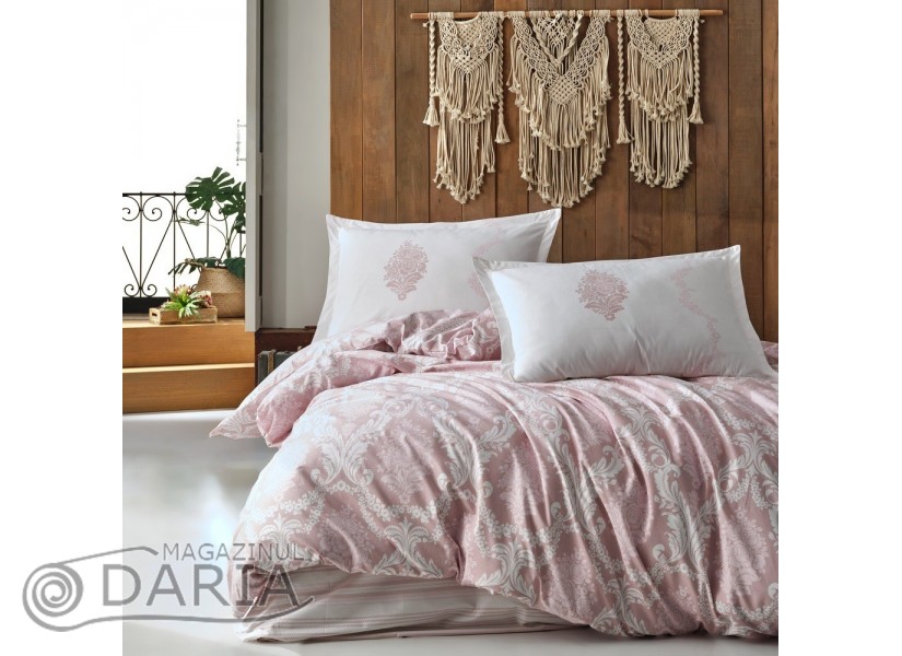 Lenjerie de pat ranforce Fiorita pink