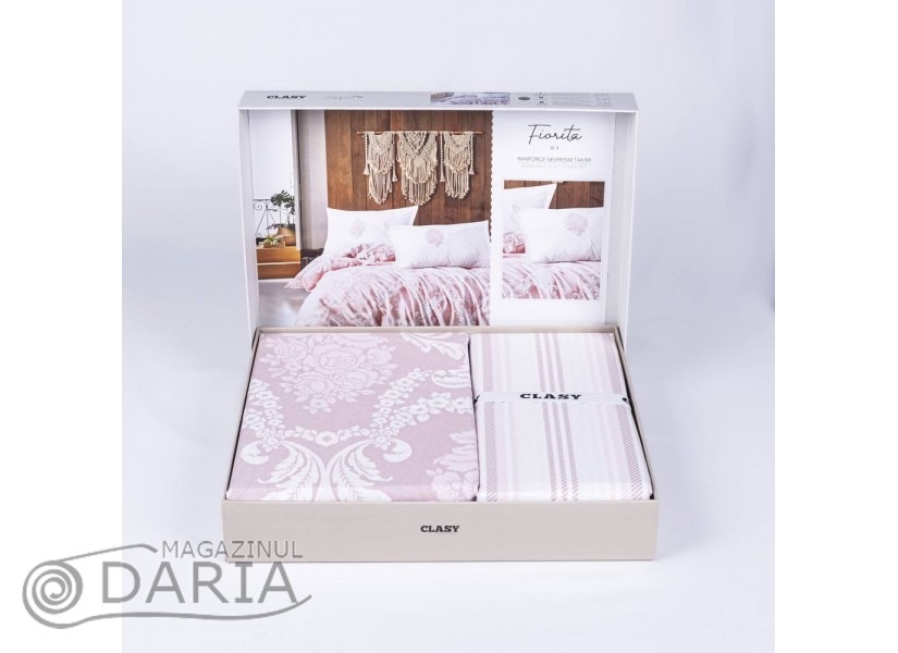 Lenjerie de pat ranforce Fiorita pink