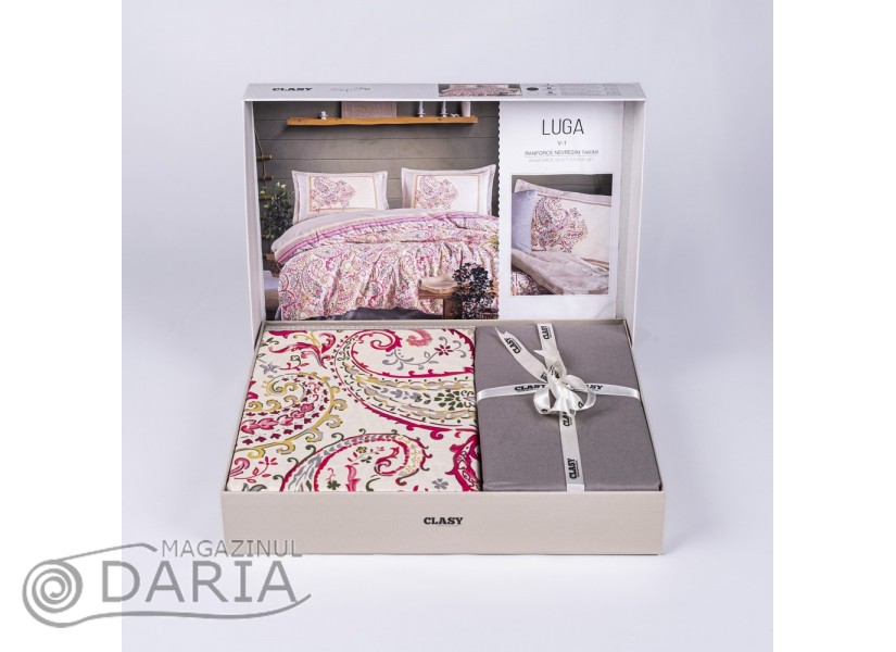Lenjerie de pat ranforce Luga pink