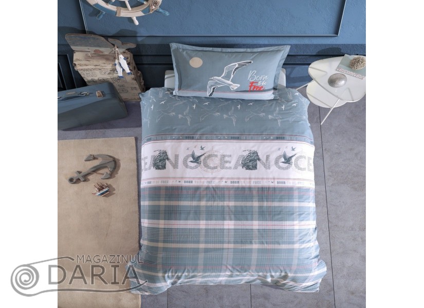 Lenjerie de pat ranforce Ocean blue
