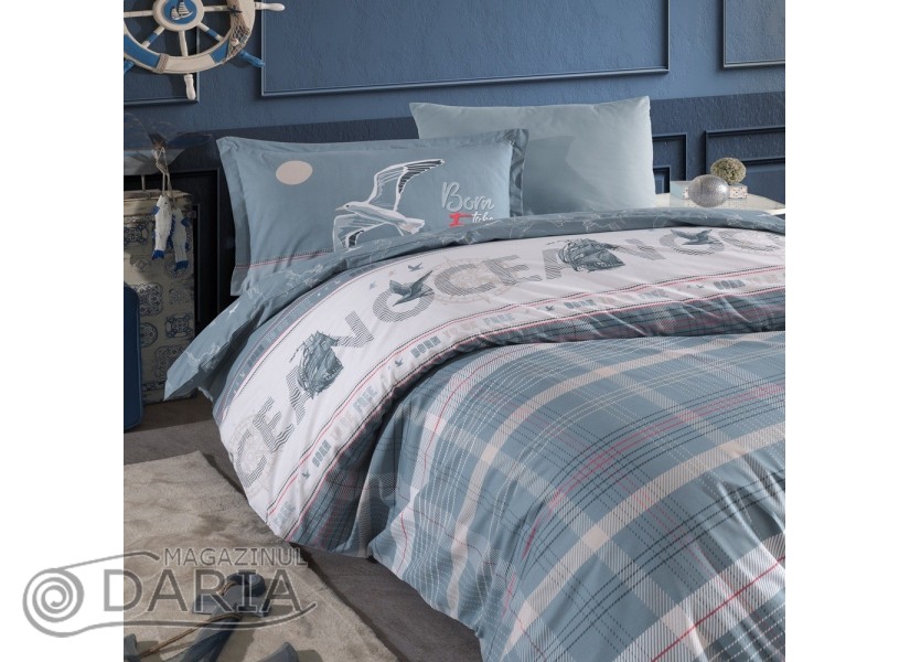 Lenjerie de pat ranforce Ocean blue