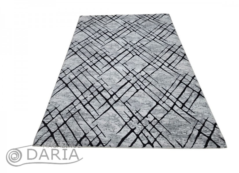 Covor tip mochetă PRESTIGE 4085 grey black