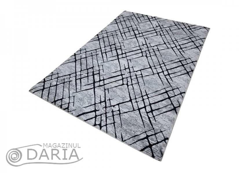 Covor tip mochetă PRESTIGE 4085 grey black