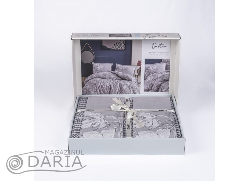 Lenjerie de pat ranforce Destin grey