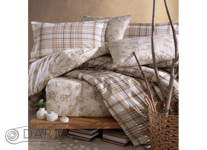Lenjerie de pat ranforce Ravel beige