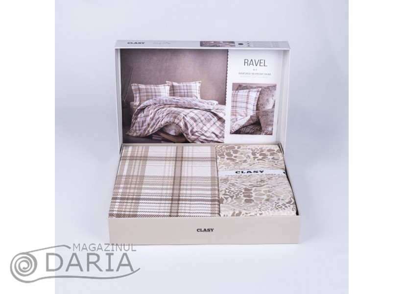 Lenjerie de pat ranforce Ravel beige