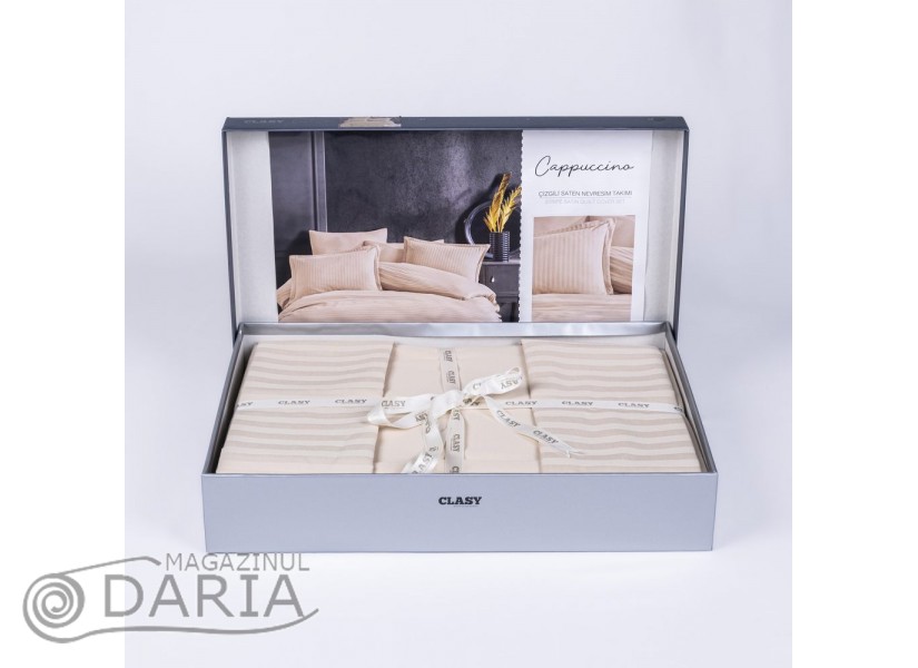 Lenjerie de pat Satin Stripe beige/cappuccino