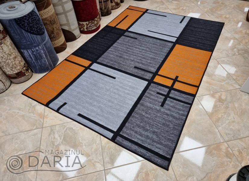 Covor tip mochetă ERIKA 8010 grey/orange