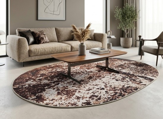 Covor tip mochetă REGAL 7012 beige oval