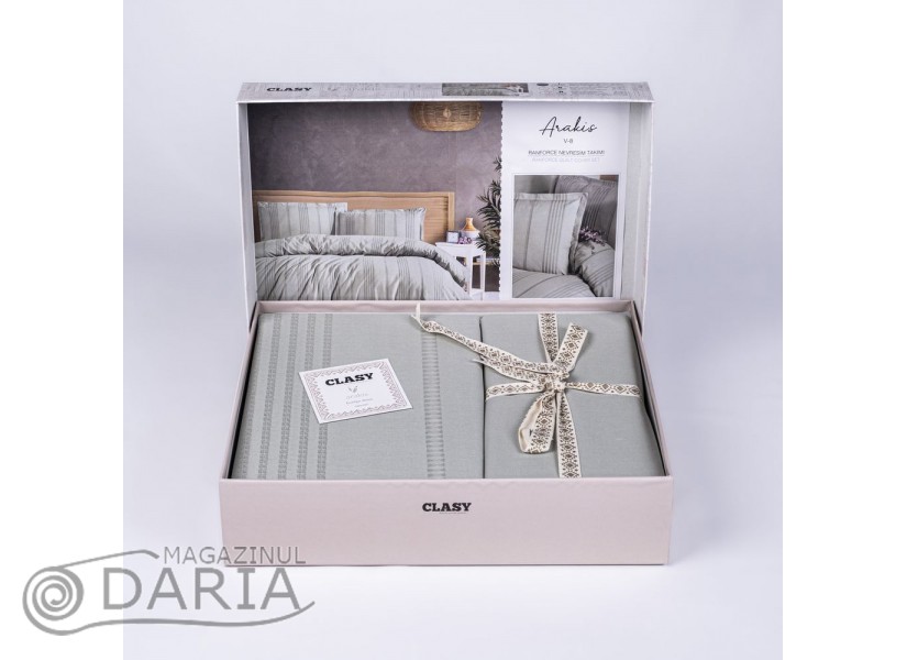 Ediție limitată set de pat Arakis tea green V8 din 100% bumbac ranforce