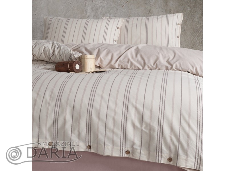 Ediție limitată set de pat Etre beige din 100% bumbac ranforce