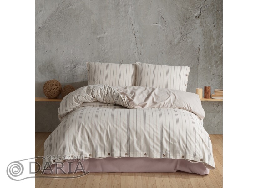 Ediție limitată set de pat Etre beige din 100% bumbac ranforce