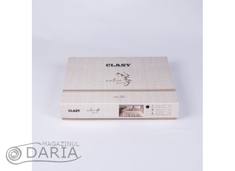 Ediție limitată set de pat Etre beige din 100% bumbac ranforce