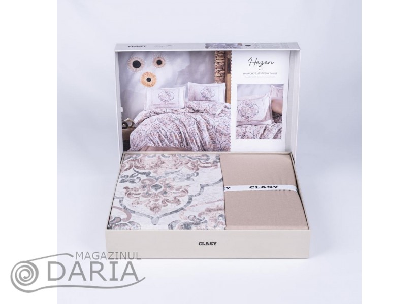 Lenjerie de pat ranforce Hezen beige