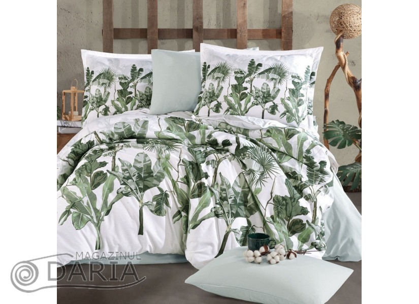 Lenjerie de pat ranforce Versay tea green