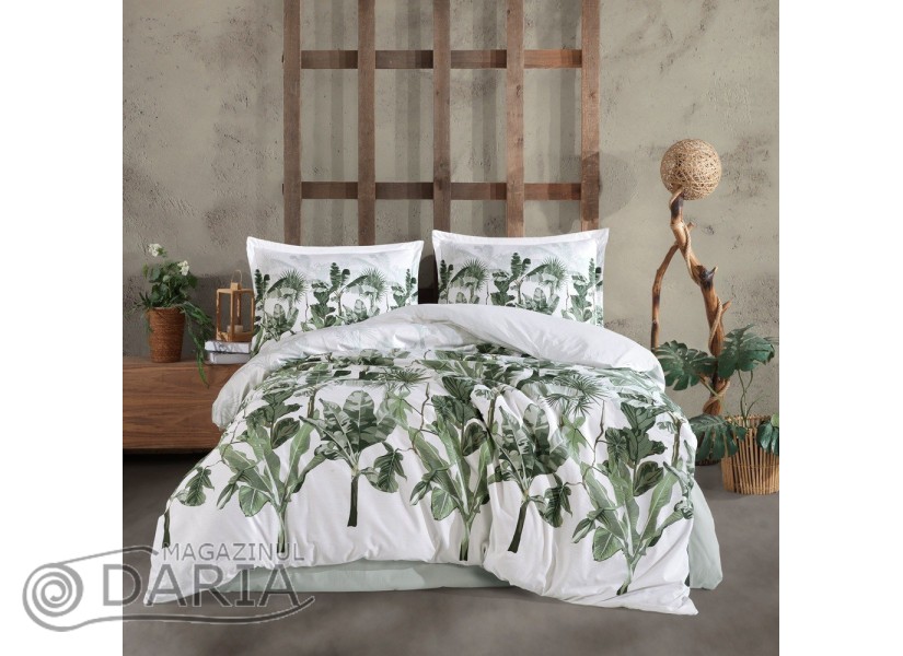 Lenjerie de pat ranforce Versay tea green