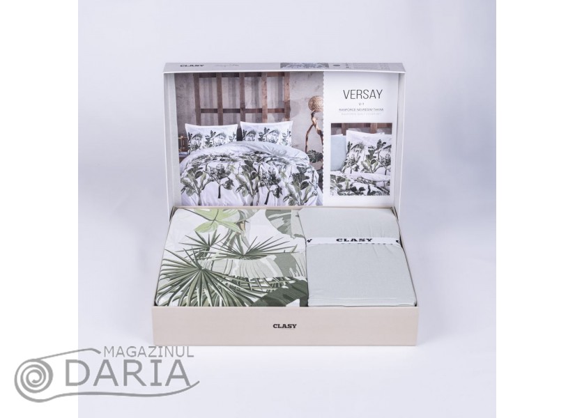 Lenjerie de pat ranforce Versay tea green
