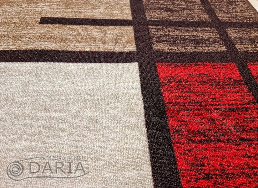 Covor tip mochetă ERIKA 8010 beige/red
