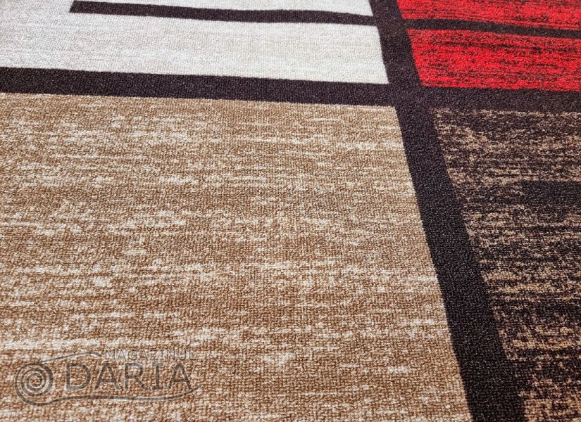 Covor tip mochetă ERIKA 8010 beige/red