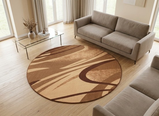 Covor tip mochetă ERIKA 8058 beige rotund