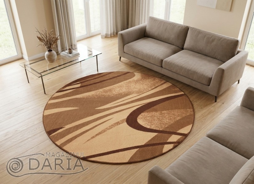 Covor tip mochetă ERIKA 8058 beige rotund